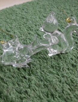 2 Glas Tiere Fisch + Eichhörnchen klar Handarbeit Deko zum Hängen zus. 3,- - Flensburg