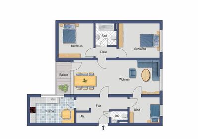 vermietete Wohnung mit Balkon und Aufzug im Haus