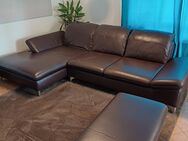 Leder Eck Couch Sofa ENJOY von W. SCHILLIG in Maron Funktion + Hocker - Eichenzell