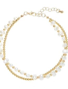 LASCANA Fußkette, mit Süßwasserperlen-Imitaten, Fußkettchen-Armband, Fußketten Set