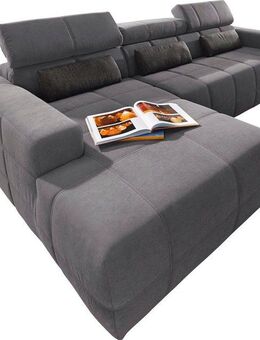 DOMO collection Ecksofa Brandon B/T: 289/177 cm, belastbar bis 140kg/ Sitz, L-Form, mit Sitztiefenverstellung, Luxus-Microfaser, dunkelgrau