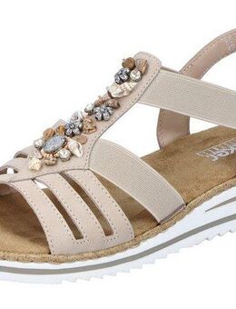 Rieker Riemchensandale, Sommerschuh, Sandalette, Keilabsatz, mit sommerlicher Verzierung
