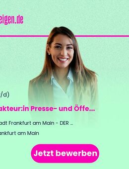 Redakteur:in (w/m/d) Presse- und Öffentlichkeitsarbeit - Frankfurt (Main)