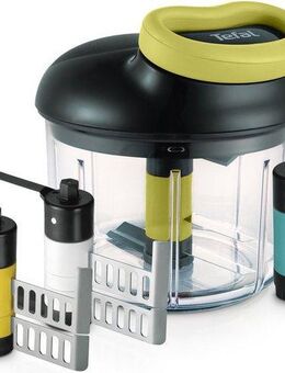 Tefal Gemüsehacker 5-Sekunden Zerkleinerer, 900ml, Edelstahlklingen, rutschfest, Ice-Crusher-, Püree, Schwarz/Grün
