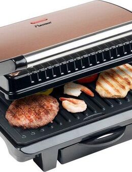 bestron Kontaktgrill ASW113CO auch als Sandwich-/Panini-Kontaktgrill einsetzbar, 1000 W, antihaftbeschichtet, mit Auffangschale, Kupfer