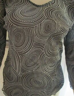NEU * 60er Jahre Retro- Grafik- Style * Dreiviertel Arm * Chiffon * T- Shirt * Bluse "Miss H." Gr. 36- 38/ S * schwarz * weiß * - Riedlingen