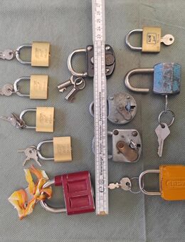 Elf Vorhängeschlösser jeweils mit Schlüssel - Halbe