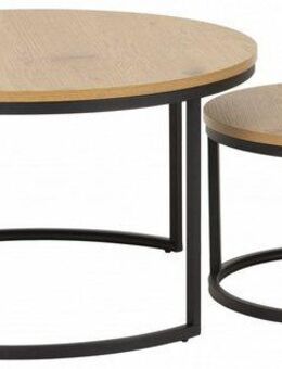 ACTONA GROUP Couchtisch Spiro, TOPSELLER! Rund, 2-teiliges Set, Moderner Stil (2-St., Couchtisch, Beistelltisch, OTTOs Choice), Robust, Schwarzes Gestell, Skandinavisches Design, Holzoptik