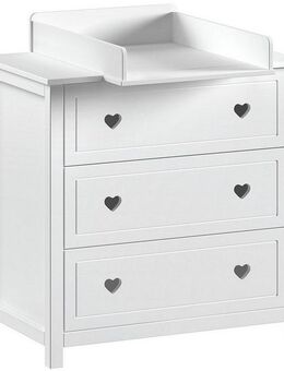 Vipack Kommode Amori mit 3 geräumigen Schubladen, hier haben Sie alles griffbereit (2 St), inkl. Wickelaufsatz aus massiver Kiefer, Kommode aus MDF weiß lackiert