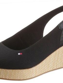 Tommy Hilfiger ICONIC ELBA SLING BACK WEDGE Sandalette, Sommerschuh, Sandale, Keilabsatz, mit Jutebesatz
