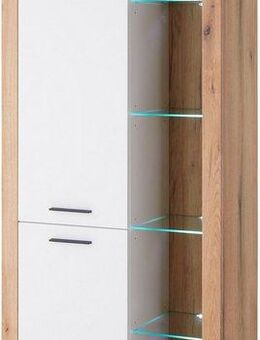 INOSIGN Vitrine Brixen, Vitrinenschrank in Eiche Dekor, moderne Standvitrine Metallgriffe, ausreichend Stauraum, vielseitig einsetzbar, 80 cm breit