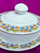 Art Déco Butterdose " Thun " Porzellan, Böhmen, Gold Dekor in 54518