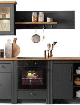 KOCHSTATION Küchenzeile KS-Westminster, Pantryküche im Landhaus Stil, hochwertige Metallgriffe, (Set), Breite 294 cm, Kommoden, Wandpaneel, Hängeschrank, Herdumbau