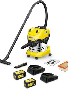 KÄRCHER Nass-Trocken-Sauger WD 4-18 S Dual Battery Set V-20/22, 36-V-Motor, 20 l Edelstahlbehälter, inkl. Akku und Ladegerät