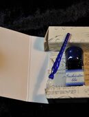 Mini Kalligraphie Glasfeder in blau mit Tinte in 63755