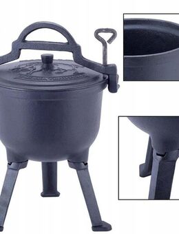 BBQ Dutch Oven Eintopf handgefertigt mit Füße ca. 7l für Lagerfeuer Camping etc. Set 546 - Wuppertal