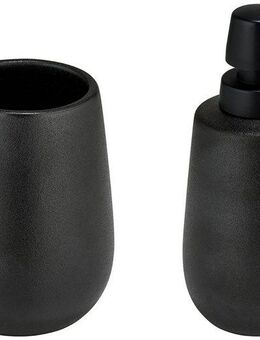 WENKO Badaccessoire-Set Modell Nerno, 2 tlg., Seifenspender und Zahnputzbecher aus hochwertiger Keramik