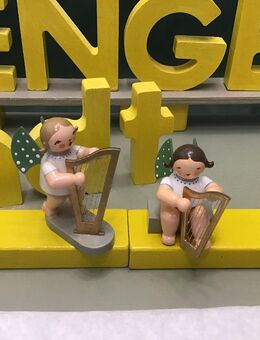 Wendt & Kühn 2 guterhaltene Engel mit Harfe Erzgebirge Weihnachtsschmuck - Meerbusch