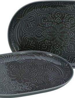 CreaTable Servierplatte Orient Mandala, Porzellan, (Set, 2-tlg), Servierset, je 28x20 cm