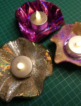 Upcycling Teelichthalter, Seifenschälchen aus CD/DVD - Riegel (Kaiserstuhl)