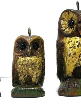 3er Set: Eulen Figuren Miniaturen geschnitzt Handarbeit Holz - Biebesheim (Rhein)