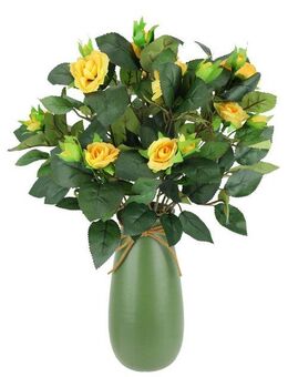 Kunstblume Künstlicher Rosenbusch in Vase, I.GE.A., Höhe 38 cm, Rosenstrauß Strauß Bouquet Seidenblumen Blumenstrauß Wildrosen