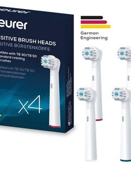 BEURER Aufsteckbürsten TB 30/50 Bürstenköpfe Sensitive, für elektrische Zahnbürsten, Mit 2 Borstenarten & Schutzkappe, für gründliche Reinigung