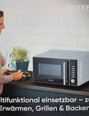 Severin 3-in-1 Mikrowelle 7773 m. Grill u. Heißluftfunktion, Minibackofen m. 10 Leistungsstufen in schwarz/silber in 36364