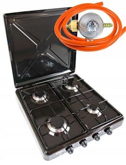 Camping 4 flammig Herd Gaskocher Campingkocher Gas Herd Kochfeld Gasherd komplett Set - Wuppertal