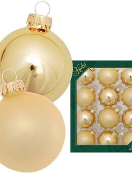 Krebs Glas Lauscha Weihnachtsbaumkugel Glaskugelsortiment Goldfarben Glanz/Satin, Ø ca. 5 cm (12 St), Weihnachtsdeko, Christbaumschmuck, Christbaumkugeln aus Glas
