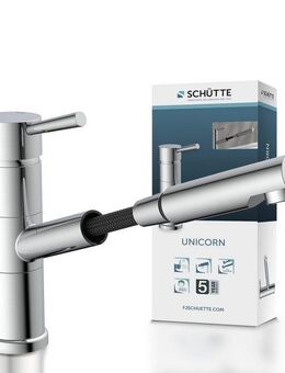 Schütte Spültischarmatur UNICORN (Mischbatterie) Hochdruck Küchenarmatur mit Geschirrbrause, Wasserhahn ausziehbar