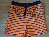 Yigga Badehose Gr. 158/164 orange/schwarz gesteift mit Netzinnenhose + Taschen - Mudersbach