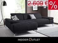 Ecksofa Schwarz 269x174cm Federkern Caluna Sitztiefenverstellung - Köln