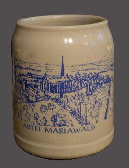 Bierkrug Keramik , Füllmenge 0,4Liter , Abtei Mariawald , Höhe 11,5cm , Heimbach , Nordrhein - Westfalen , K2 - Görlitz