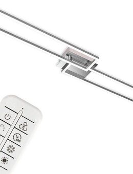 Briloner Leuchten LED Deckenleuchte 3145018 FRAME, CCT - über Fernbedienung, Nachtlichtfunktion, Timerfunktion, LED fest integriert, Kaltweiß, Neutralweiß, Tageslichtweiß, Warmweiß, Deckenlampe, 110x24,8x7,8cm, Chrom, 40W, Wohnzimmer, Schlafzimmer