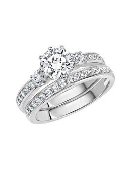 Zeeme Fingerring Silber 925 zweiteilig mit Zirkonia weiß