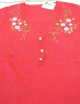 Bouclé-Strickpulli kurzärmlig Gr. 40 pink-bunt Blumenstickerei - Neu mit Etikett - Biebesheim (Rhein)