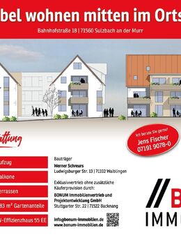 Schöne 3,5-Zimmer-NEUBAU-Erdgeschosswohnung mit Gartenanteil - Sulzbach (Murr)