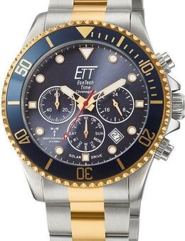 ETT Funkchronograph Professional EGS-11609-35M, Armbanduhr, Herrenuhr, Stoppfunktion, Datum, Solar, Edelstahlarmband