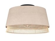 EGLO Deckenleuchte TABLEY Deckenlampe, Wohnzimmerlampe, Leinen, Bambus, Natur, E27, ohne Leuchtmittel, Wohnzimmer, Schlafzimmer, Flur, Küche, modern, gemütlich, 38x23,5cm