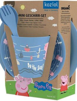 KOZIOL Kindergeschirr-Set PEPPA PIG WAVES AT HOME (4-tlg), 1 Personen, Kunststoff, (Teller, Schale, Becher, Besteck-Set), melaminfrei