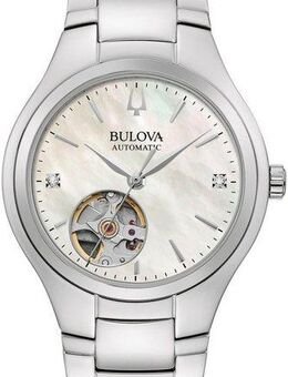 Bulova Automatikuhr 96P247, Armbanduhr, Damenuhr, Edelstahlarmband, Perlmuttzifferblatt, Diamant