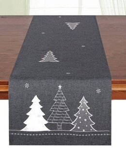 Delindo Lifestyle Tischläufer Tannenbaum (1-tlg), Glattes Gewebe, bestickt