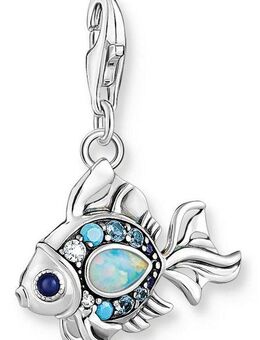 THOMAS SABO Charm-Einhänger Fisch mit blauen Steinen, mit Glas-Keramik Stein