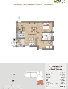 Whg. 11 - helle und optimal-geschnittene 3-Zi-Whg. im 1. OG mit Loggia - Tag der Offenen Tür am 29.11.2025 - 13-16 Uhr - Weißbach (Baden-Württemberg)