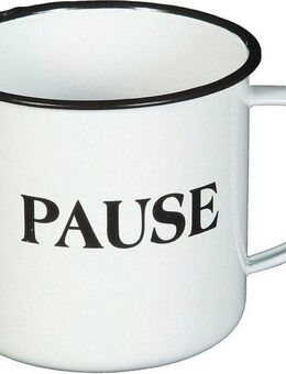 Ambiente Haus Tasse Becher PAUSE aus Emaille in Antikweiß