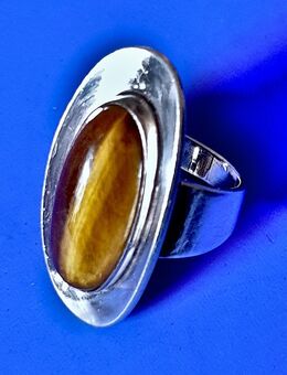 Vintage Damenring 925er Sterlingsilber mit Tigerauge - Berlin Steglitz-Zehlendorf