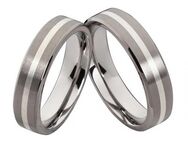Trauringe aus Titanringe mit Silber T098 mit Gravur - Aholming