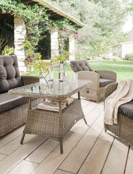 Destiny Gartenlounge-Set MERANO, (11-tlg., 1x 2er Sofa, 2x Sessel, 1x Tisch, inkl. Auflagen), Aluminium, Polyrattan