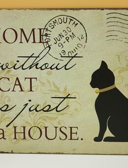 Dekoschild Blechschild Katze A HOME without A CAT Vintage Deko - Cham